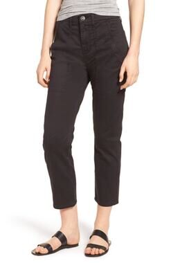 NEW Hudson Black Utility Cargo Ankle Pants Stretch Cropped Womens 26